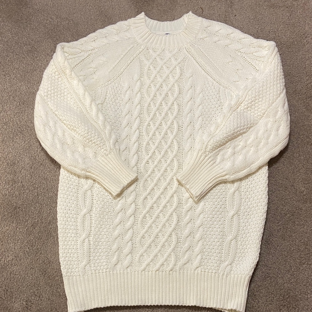 Classic White Cable Knit Sweater